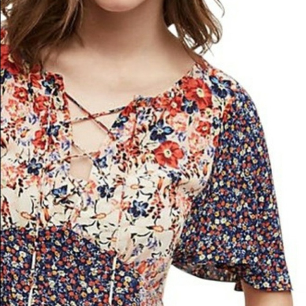 HD in Paris Anthropologie Palo Alto Boho Lace Front Blouse Floral Size 12P